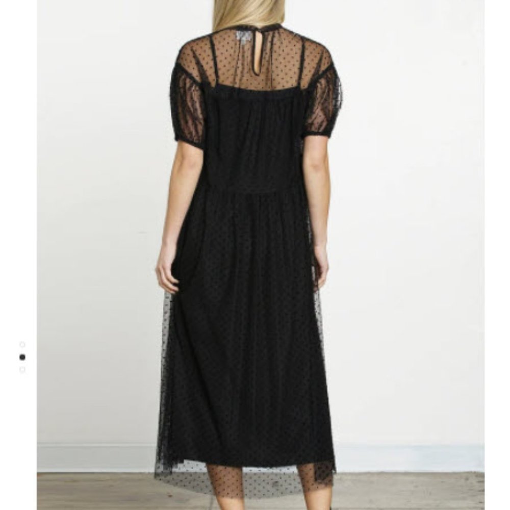 Maisie Baldwin Swiss Dot Puff Sleeve Midi Dress S